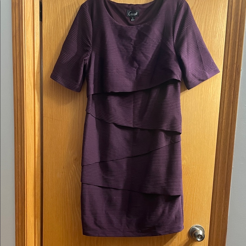 Connected Apparel Deep Purple Layered Mini Dress